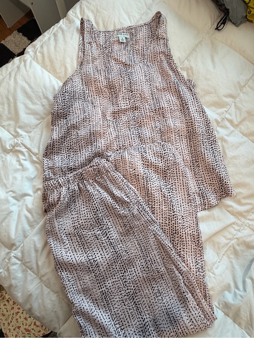 Anne Klein Pink and Black Spot Print Tank Top